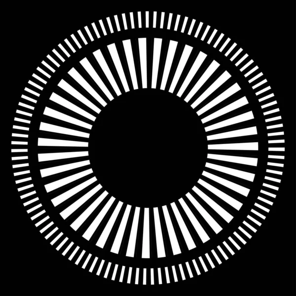 Kesik çizgileri olan geometrik daire ögesi. Radyal, yayıcı element. Stock vektör illüstrasyonu, klip- art grafikleri