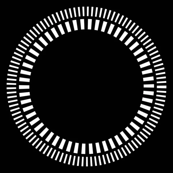 Kesik çizgileri olan geometrik daire ögesi. Radyal, yayıcı element. Stock vektör illüstrasyonu, klip- art grafikleri