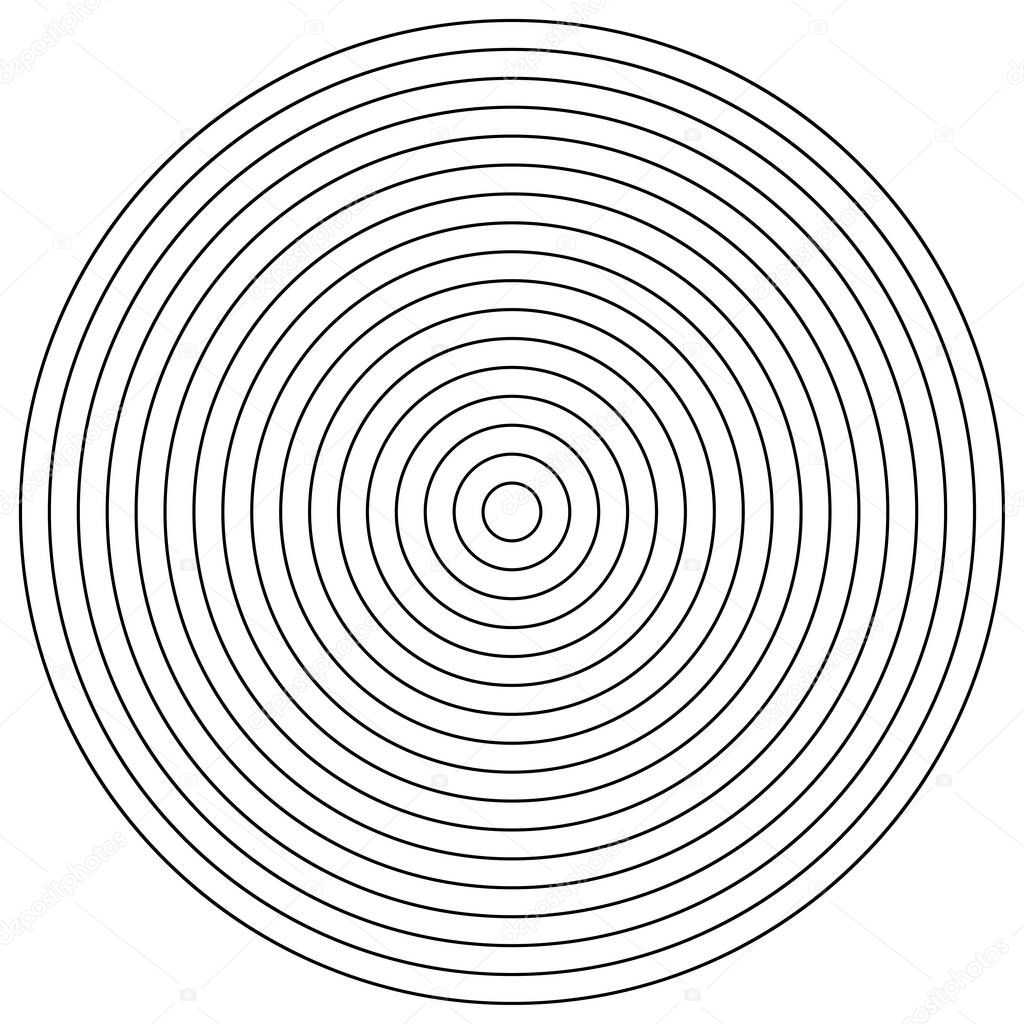 Converging radial, circular lines element