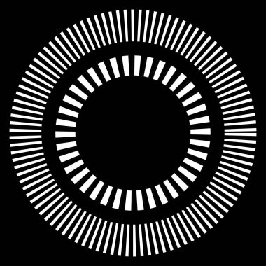 Kesik çizgileri olan geometrik daire ögesi. Radyal, yayıcı element. Stock vektör illüstrasyonu, klip- art grafikleri