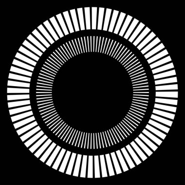 Kesik çizgileri olan geometrik daire ögesi. Radyal, yayıcı element. Stock vektör illüstrasyonu, klip- art grafikleri