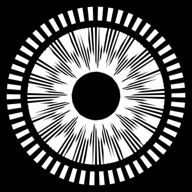 Kesik çizgileri olan geometrik daire ögesi. Radyal, yayıcı element. Stock vektör illüstrasyonu, klip- art grafikleri