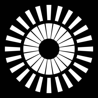 Kesik çizgileri olan geometrik daire ögesi. Radyal, yayıcı element. Stock vektör illüstrasyonu, klip- art grafikleri