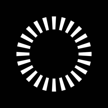 Kesik çizgileri olan geometrik daire ögesi. Radyal, yayıcı element. Stock vektör illüstrasyonu, klip- art grafikleri