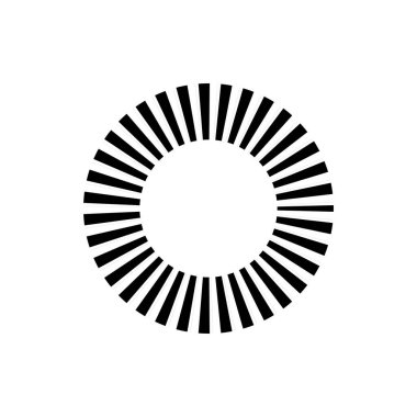 Kesik çizgileri olan geometrik daire ögesi. Geometrik radyal, yayıcı element. Stock vektör illüstrasyonu, klip- art grafikleri