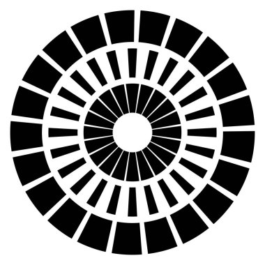Kesik çizgileri olan geometrik daire ögesi. Geometrik radyal, yayıcı element. Stock vektör illüstrasyonu, klip- art grafikleri