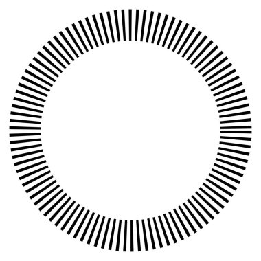 Kesik çizgileri olan geometrik daire ögesi. Geometrik radyal, yayıcı element. Stock vektör illüstrasyonu, klip- art grafikleri