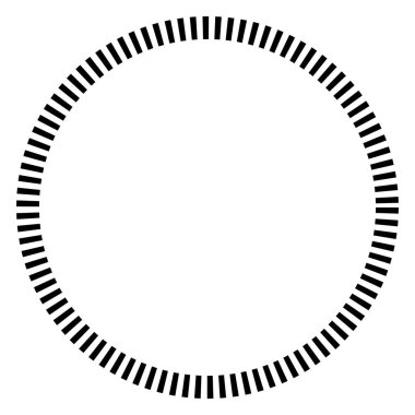 Kesik çizgileri olan geometrik daire ögesi. Geometrik radyal, yayıcı element. Stock vektör illüstrasyonu, klip- art grafikleri
