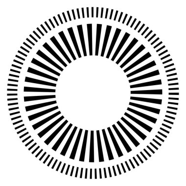 Kesik çizgileri olan geometrik daire ögesi. Geometrik radyal, yayıcı element. Stock vektör illüstrasyonu, klip- art grafikleri