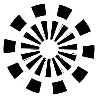 Kesik çizgileri olan geometrik daire ögesi. Geometrik radyal, yayıcı element. Stock vektör illüstrasyonu, klip- art grafikleri