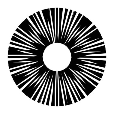 Kesik çizgileri olan geometrik daire ögesi. Geometrik radyal, yayıcı element. Stock vektör illüstrasyonu, klip- art grafikleri