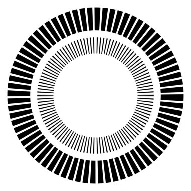 Kesik çizgileri olan geometrik daire ögesi. Geometrik radyal, yayıcı element. Stock vektör illüstrasyonu, klip- art grafikleri