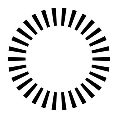 Kesik çizgileri olan geometrik daire ögesi. Geometrik radyal, yayıcı element. Stock vektör illüstrasyonu, klip- art grafikleri