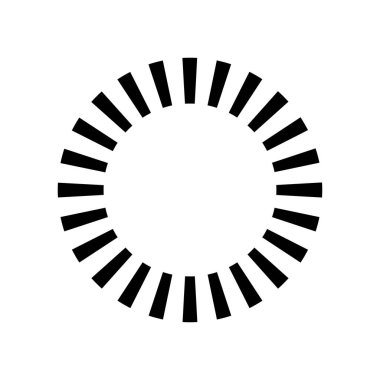 Kesik çizgileri olan geometrik daire ögesi. Geometrik radyal, yayıcı element. Stock vektör illüstrasyonu, klip- art grafikleri