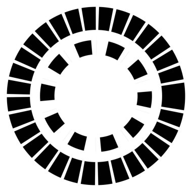 Kesik çizgileri olan geometrik daire ögesi. Geometrik radyal, yayıcı element. Stock vektör illüstrasyonu, klip- art grafikleri