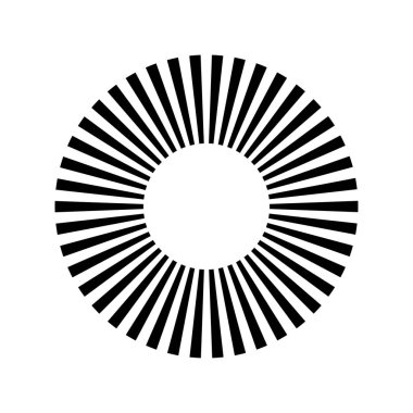 Kesik çizgileri olan geometrik daire ögesi. Geometrik radyal, yayıcı element. Stock vektör illüstrasyonu, klip- art grafikleri