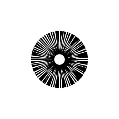 Kesik çizgileri olan geometrik daire ögesi. Geometrik radyal, yayıcı element. Stock vektör illüstrasyonu, klip- art grafikleri