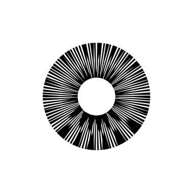 Kesik çizgileri olan geometrik daire ögesi. Geometrik radyal, yayıcı element. Stock vektör illüstrasyonu, klip- art grafikleri