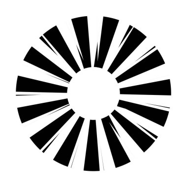Kesik çizgileri olan geometrik daire ögesi. Geometrik radyal, yayıcı element. Stock vektör illüstrasyonu, klip- art grafikleri