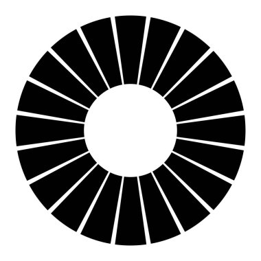 Kesik çizgileri olan geometrik daire ögesi. Geometrik radyal, yayıcı element. Stock vektör illüstrasyonu, klip- art grafikleri