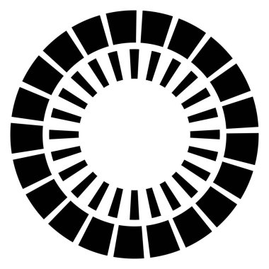 Kesik çizgileri olan geometrik daire ögesi. Geometrik radyal, yayıcı element. Stock vektör illüstrasyonu, klip- art grafikleri