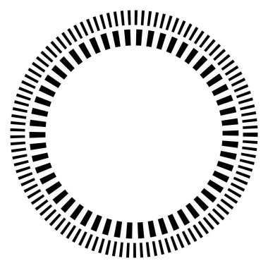 Kesik çizgileri olan geometrik daire ögesi. Geometrik radyal, yayıcı element. Stock vektör illüstrasyonu, klip- art grafikleri