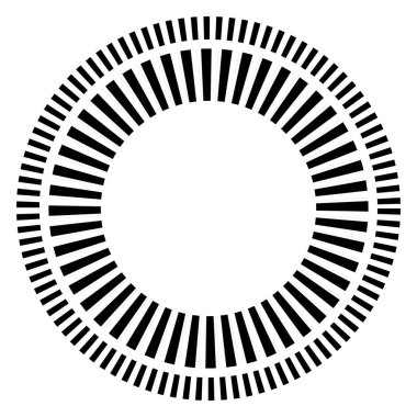 Kesik çizgileri olan geometrik daire ögesi. Geometrik radyal, yayıcı element. Stock vektör illüstrasyonu, klip- art grafikleri