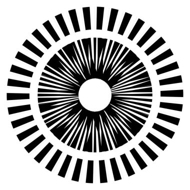 Kesik çizgileri olan geometrik daire ögesi. Geometrik radyal, yayıcı element. Stock vektör illüstrasyonu, klip- art grafikleri