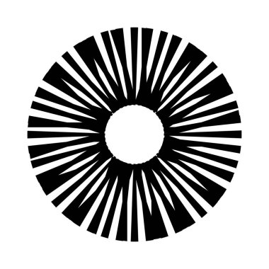 Kesik çizgileri olan geometrik daire ögesi. Geometrik radyal, yayıcı element. Stock vektör illüstrasyonu, klip- art grafikleri