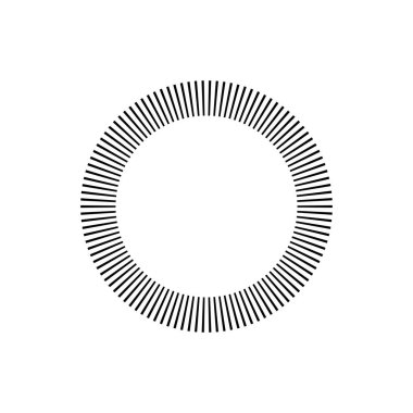 Kesik çizgileri olan geometrik daire ögesi. Geometrik radyal, yayıcı element. Stock vektör illüstrasyonu, klip- art grafikleri