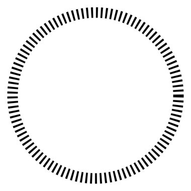 Kesik çizgileri olan geometrik daire ögesi. Geometrik radyal, yayıcı element. Stock vektör illüstrasyonu, klip- art grafikleri
