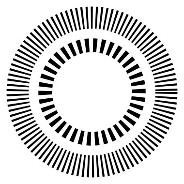 Kesik çizgileri olan geometrik daire ögesi. Geometrik radyal, yayıcı element. Stock vektör illüstrasyonu, klip- art grafikleri