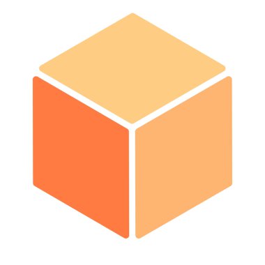 Isometric cube element, icon. Cubist abstract 3d shape. Stock vector illustration, clip-art graphics