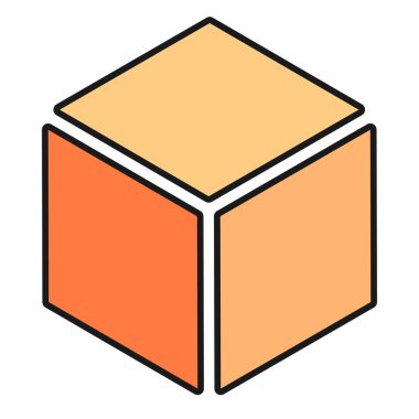 Isometric cube element, icon. Cubist abstract 3d shape. Stock vector illustration, clip-art graphics