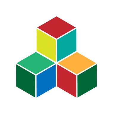 Isometric küp elementi, simge. Kübist soyut 3D şekil. Stock vektör illüstrasyonu, klip- art grafikleri