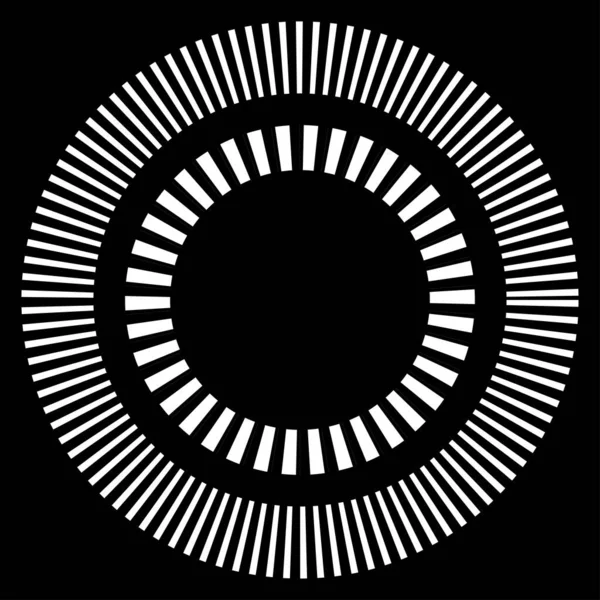 Kesik çizgileri olan geometrik daire ögesi. Radyal, yayıcı element. Stock vektör illüstrasyonu, klip- art grafikleri