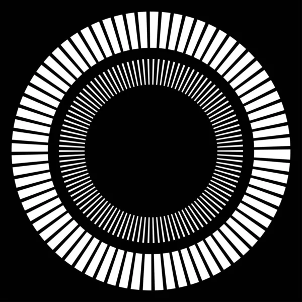 Kesik çizgileri olan geometrik daire ögesi. Radyal, yayıcı element. Stock vektör illüstrasyonu, klip- art grafikleri