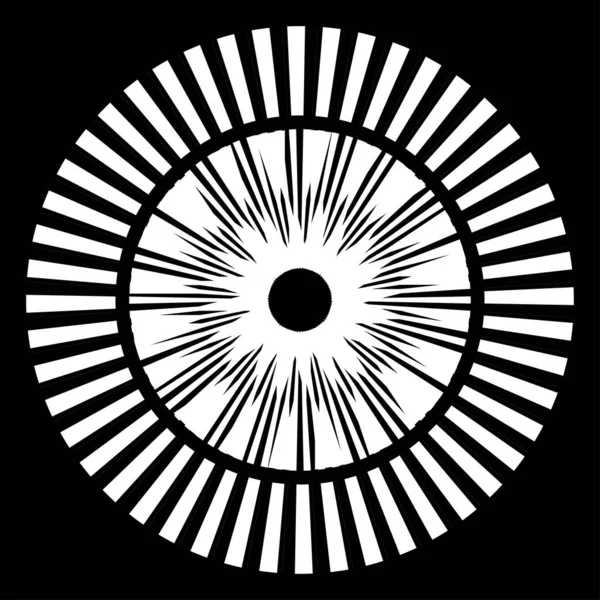 Kesik çizgileri olan geometrik daire ögesi. Radyal, yayıcı element. Stock vektör illüstrasyonu, klip- art grafikleri