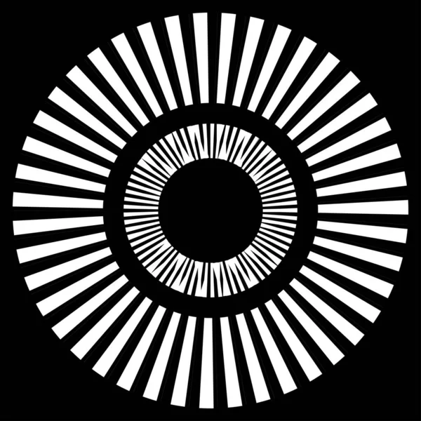 Kesik çizgileri olan geometrik daire ögesi. Radyal, yayıcı element. Stock vektör illüstrasyonu, klip- art grafikleri