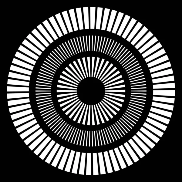 Kesik çizgileri olan geometrik daire ögesi. Radyal, yayıcı element. Stock vektör illüstrasyonu, klip- art grafikleri