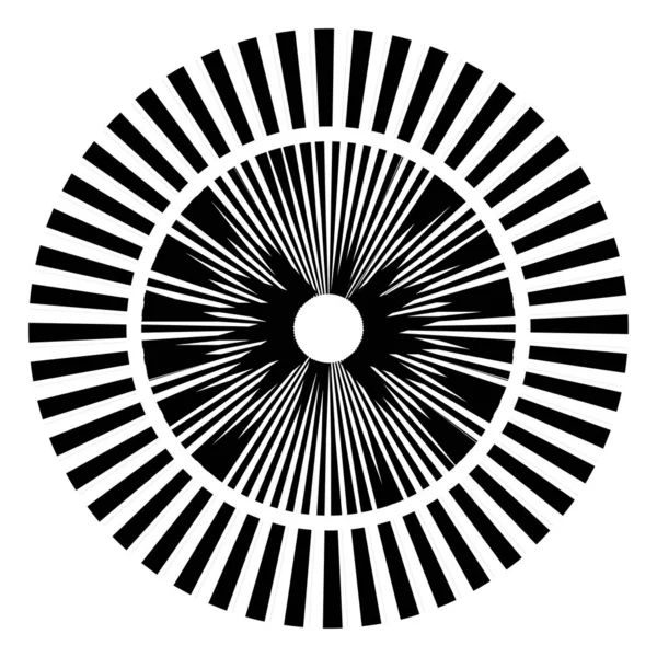 Kesik çizgileri olan geometrik daire ögesi. Geometrik radyal, yayıcı element. Stock vektör illüstrasyonu, klip- art grafikleri