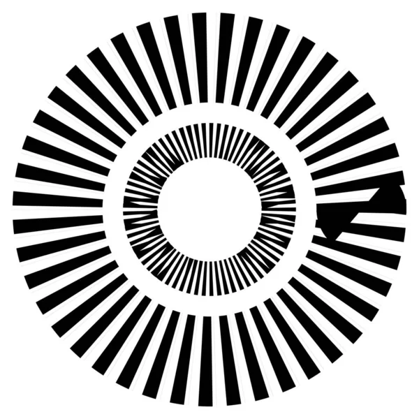 Kesik çizgileri olan geometrik daire ögesi. Geometrik radyal, yayıcı element. Stock vektör illüstrasyonu, klip- art grafikleri