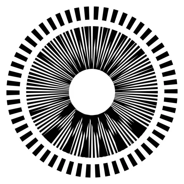 Kesik çizgileri olan geometrik daire ögesi. Geometrik radyal, yayıcı element. Stock vektör illüstrasyonu, klip- art grafikleri