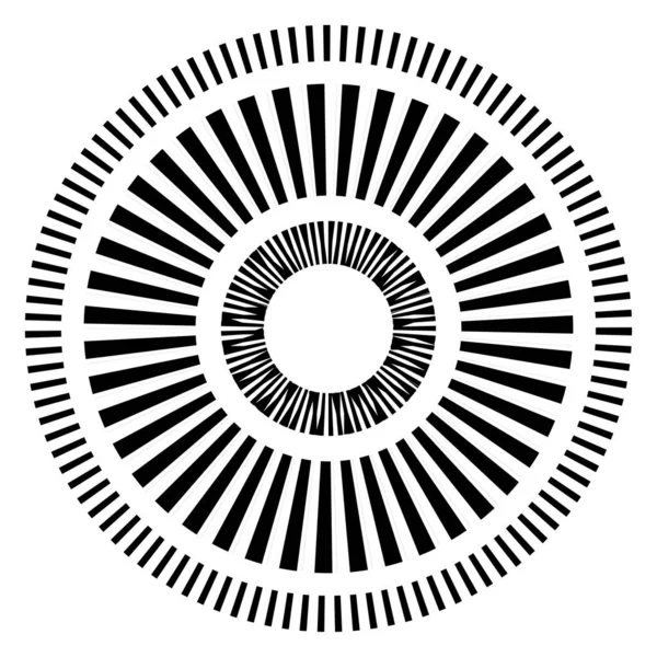 Kesik çizgileri olan geometrik daire ögesi. Geometrik radyal, yayıcı element. Stock vektör illüstrasyonu, klip- art grafikleri