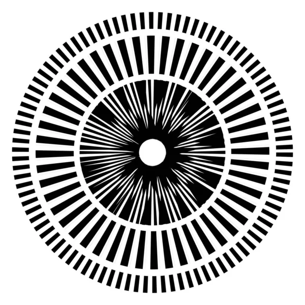 Kesik çizgileri olan geometrik daire ögesi. Geometrik radyal, yayıcı element. Stock vektör illüstrasyonu, klip- art grafikleri