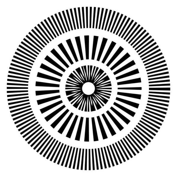 Kesik çizgileri olan geometrik daire ögesi. Geometrik radyal, yayıcı element. Stock vektör illüstrasyonu, klip- art grafikleri