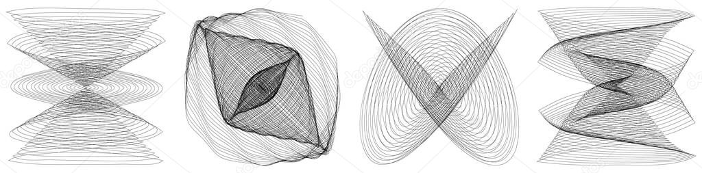 Abstract line art drawing element. Stock vector illustration, clip-art graphics