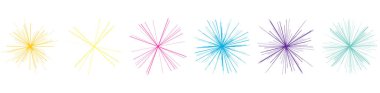 Rastgele yayılan çizgiler yıldız patlaması şekilli element. Stock vektör illüstrasyonu, klip- art grafikleri