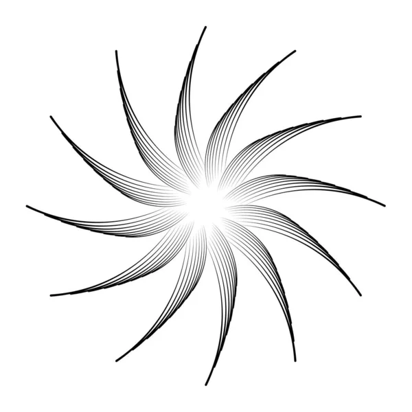Verdrehtes Spiralförmiges Radiales Abstraktes Element Wirbel Wirbel — Stockvektor