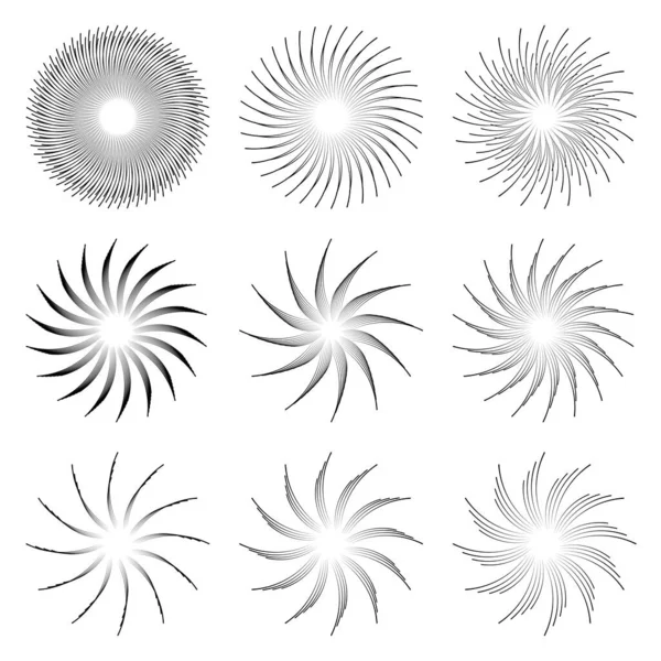 Elemento Abstracto Radial Espiral Retorcido Giro Giro — Archivo Imágenes Vectoriales